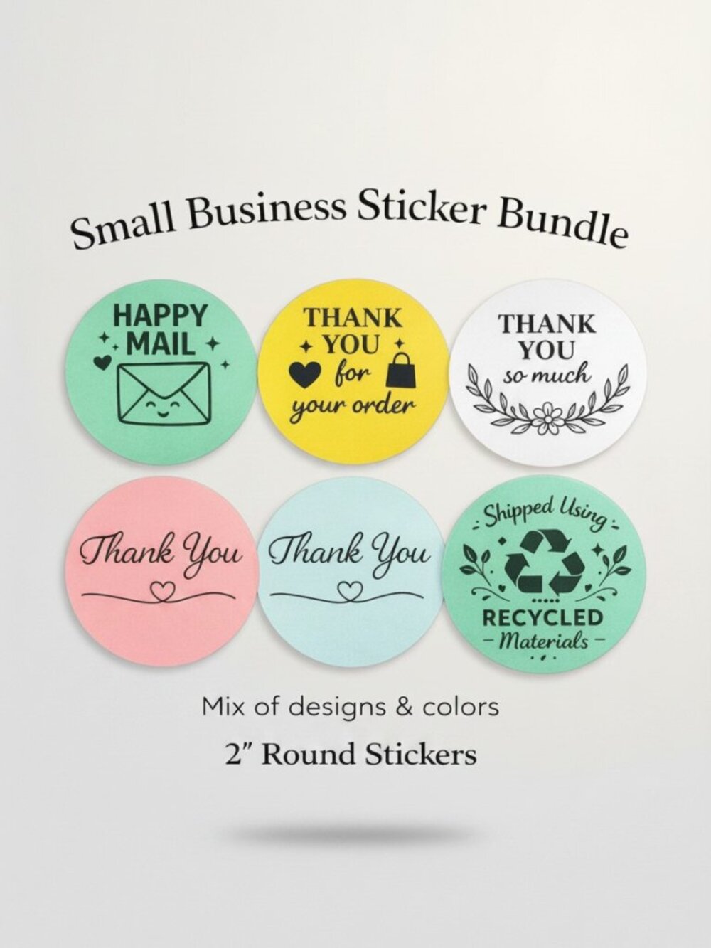 200 Small Business Packaging Sticker Bundle Assorted Colors and Designs Bundle
